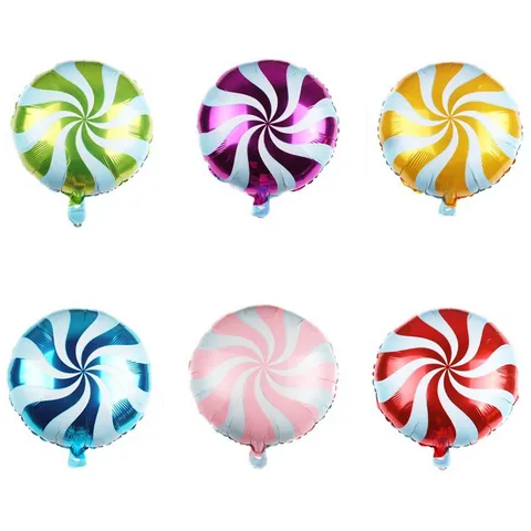 Round Lollipop Foil Balloon Colorful Spiral Striped Candy Balloon For Kids Birthday Party Decoration Activity Event Ornament