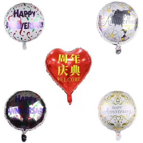 Palloncino Mylar Rotondo Happy Anniversary Palloncino in Alluminio Per Decorazione Festa Matrimonio