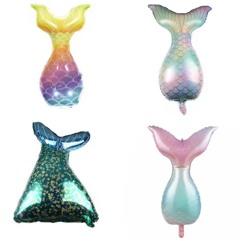 Mermaid Tail Aluminum Film Balloon Gradient Fish Scale Pattern Foil Balloon For Ocean Theme Birthday Party Wedding Decoration