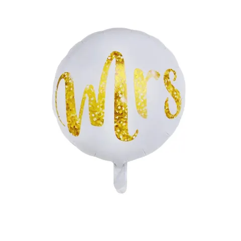 Round Heart White Gold Foil Balloons Mr Mrs Love Lettering For Wedding Anniversary Engagement Party Decorations