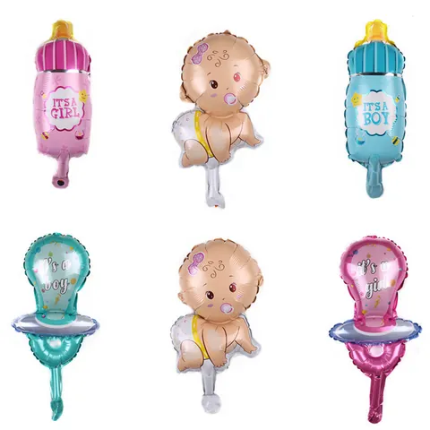 Mini Baby Shower Aluminiumfolie Ballonnen Cartoon Babyfles Fopspeen Vorm Voor Gender Reveal Verjaardagsfeest Decoraties