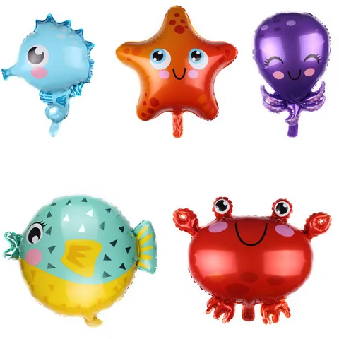 Cartoon Marine Animal Aluminum Foil Balloon Cute Sea Life Octopus Seahorse Crab Starfish Balloon For Birthday Party Decor