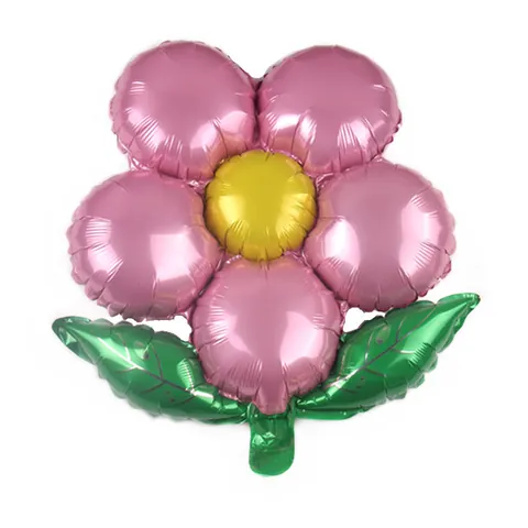 Flower Shaped Foil Balloon With Green Leaf Sunflower Aluminum Film Balloon For Birthday Wedding Party Decorations