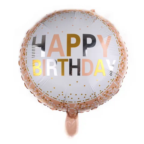 Round Happy Birthday Aluminum Foil Balloon Metallic Mylar Balloons For Birthday Party Celebration Decoration