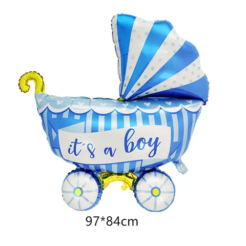 Palloncino in Alluminio a Forma di Passeggino Decorazione Baby Shower Gender Reveal It's A Girl Boy Festa Metallico