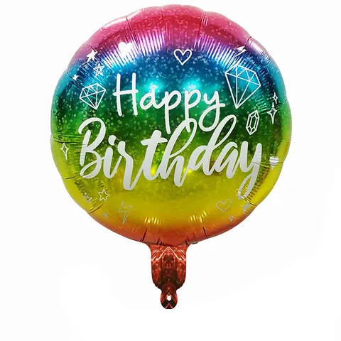 Round Happy Birthday Aluminum Foil Balloon Metallic Mylar Party Balloon For Birthday Celebration Event Decoration Supplies