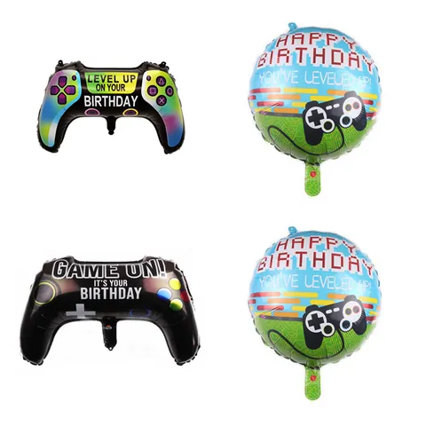 Game Controller Shape Aluminum Foil Balloons Level Up Birthday Party Decorations Mylar Balloon Video Game Party Supplies For Boys Kids