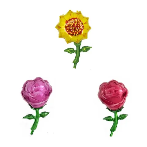Palloncino in Alluminio a Forma di Girasole e Rosa Giocattolo Gonfiabile Floreale per Decorazione Festa di Compleanno Matrimonio San Valentino Regalo