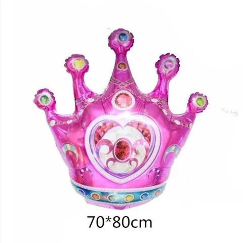 Globo de Película de Aluminio con Forma de Corona Patrón Corazón Piedra Preciosa Decoración para Fiesta Cumpleaños Boda San Valentino