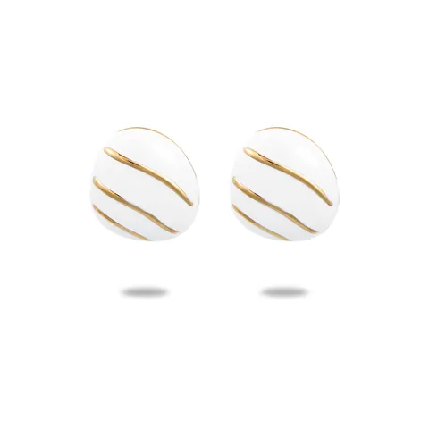 Ins Style 18K Gold Plated Stainless Steel Enamel Earrings For Women Vintage Geometric Heart Zirconia Fashion Jewelry