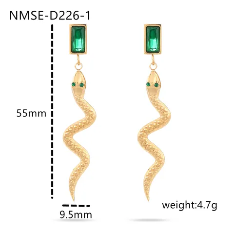 Vintage Schlangenform Edelstahl Ohrringe Quadratische Zirkonia Ohrhänger Für Damen Mode Schmuck Schlangen Ohrringe