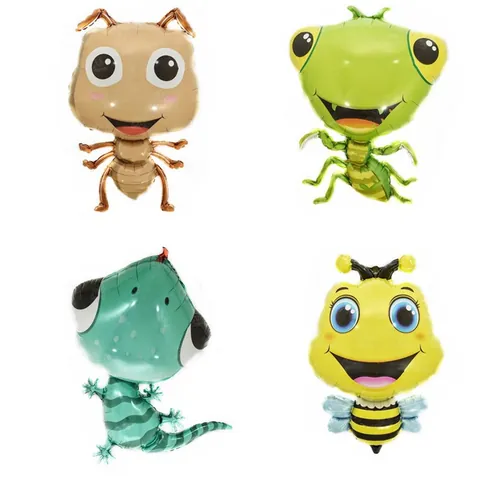 Cartoon Insect Aluminum Foil Balloon Mylar Ant Mantis Hornet Lizard Shape Balloon For Kids Birthday Wedding Party Decor