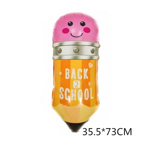 Globo Regreso a Clases de Papel de Aluminio Decoración de Fiesta Forma de Papelería Lápiz Mochila Caja de Crayones Autobús Escolar Decoración de Aula