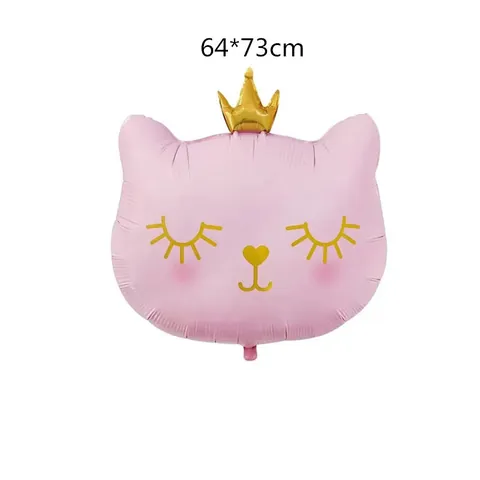 Globo de Papel de Aluminio de Cabeza de Gato Con Corona Dorada Rosa Negro Blanco Globo de Mylar para Decoración de Cumpleaños