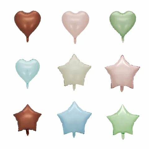 Aluminum Film Foil Star Heart Balloons Retro Cream Color For Party Decoration Wedding Birthday Event Celebration