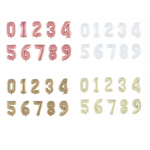 Aluminum Foil Number Balloons Matte Cream White Olive Green Caramel Pink Large Digital Mylar Balloons For Birthday Wedding Anniversary Party Decorations