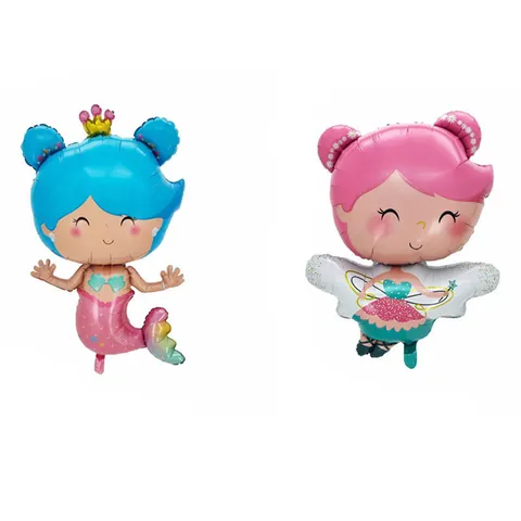 Cartoon Princess Mermaid Fairy Whale Aluminum Foil Balloons Kids Birthday Party Decoration Metallic Mylar Balloons