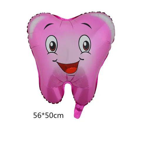 Ballon en Film d'Aluminium en Forme de Dent de Dessin Animé Visage Souriant Ballon Décoratif en Aluminium pour Fête d'Anniversaire d'Enfants Célébration sur le Thème Dentaire