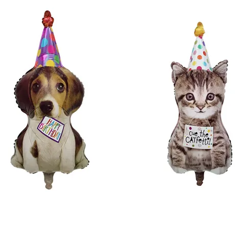 Ballons en Feuille d'Aluminium Forme d'Animal Chat Chien pour Décoration de Fête d'Anniversaire pour Enfants