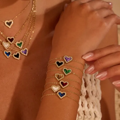 Mode Roestvrij Staal Hart Hanger Armband Voor Vrouwen Volledige Strass Minimalistisch Vergulde Verstelbare Ketting Armband Valentijnsdag Sieraden Cadeau