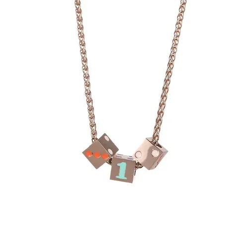 Lucky Number 1 Dice Cube Pendant Necklace Stainless Steel Hip Hop Wheat Chain Individual Trend Niche Personality Jewelry For Men Women