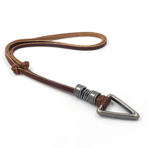 Collana con Ciondolo Geometrico in Lega da Uomo Retro Con Cordino in Pelle di Vacca Marrone Regolabile Gioielli Punk Etnici Regalo