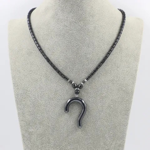 Punk Hematiet Kralen Ketting Voor Mannen Vrouwen Donkergrijs Geometrische Hanger Zon Uil Schedel Kruis Ster Zeepaardje Voetbal Sieraden