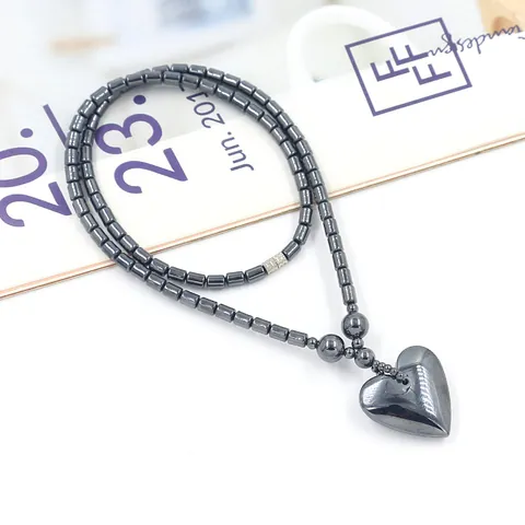 Hematiet Kralen Halsketting Voor Mannen Vrouwen Minimalistische Hematiet Steen Kralen Hart Kruis Dolfijn Schildpad Hanger Mode Sieraden Cadeau