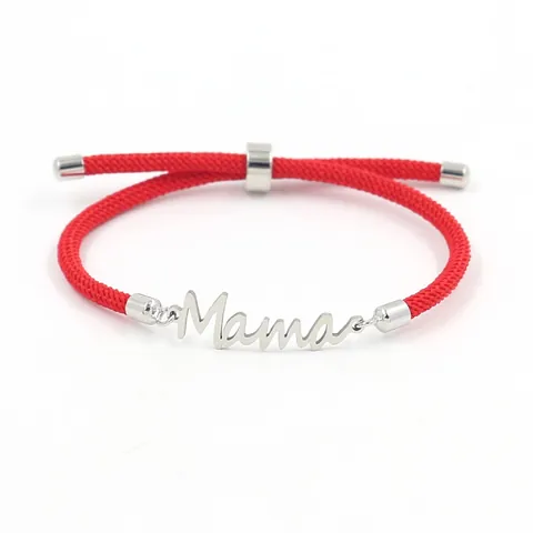 Verstelbare Roestvrijstalen Geweven Touw Letter Armband Voor Dames Heren Minimalistische Vriendschap Sieraden MAMA STAR LUCKY KISS Engel Kruis Cadeau