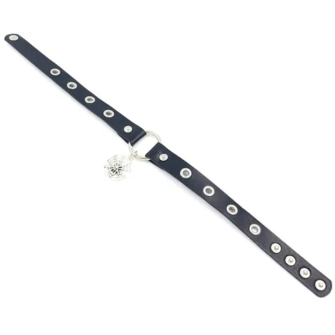 Gothic Punk PU Leather Choker Necklace Alloy Spider Web Crown Pentagram Pendant Adjustable O-Ring Women Party Jewelry Neckband