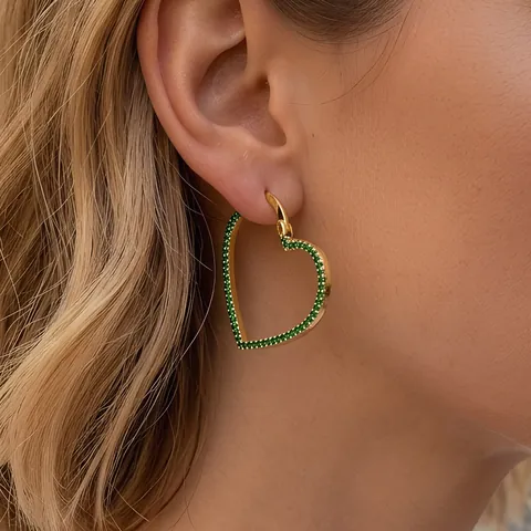 Herz Reifen Ohrringe Kupfer Vergoldet Mit Bunten Zirkonia Trendy Romantischer Modeschmuck Für Frauen Mädchen