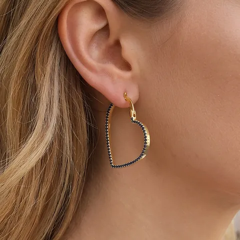 Herz Reifen Ohrringe Kupfer Vergoldet Mit Bunten Zirkonia Trendy Romantischer Modeschmuck Für Frauen Mädchen