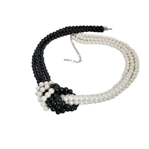 Élégant Collier Choker Multicouche en Alliage et Perle Artificielle pour Femmes Chaîne Perlée Nouée Bijoux de Mode