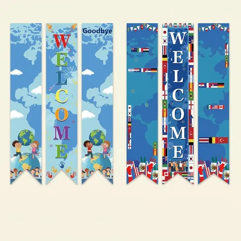 Polyester Welkom Veranda Banner Meertalig Hello Begroeting Vlag Voor School Kantoor Entree Feest Huis Decoratie Internationaal