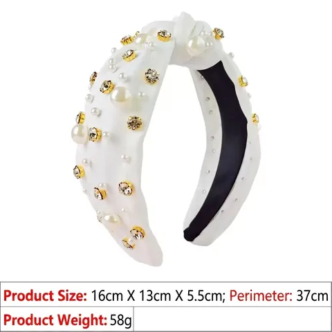 Serre-tête en Tissu Noué Élégant pour Femme Avec Imitation Künstliche Perle et Strass Style Baroque Vintage Accessoires Cheveux