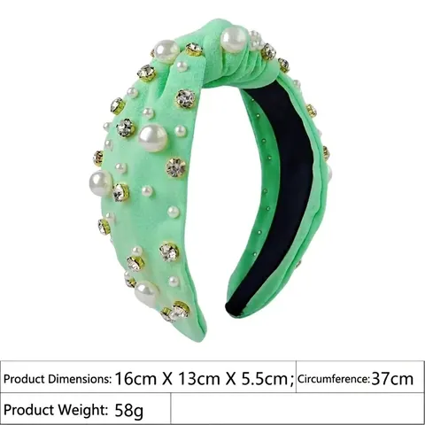 Elegant Knotted Fabric Headband For Women With Imitation Artificial Pearl And Rhinestone Baroque Vintage Style Hair Accessories