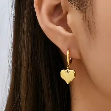 Edelstahl Herz Hoop Ohrringe Spiegelglanz Retro Hängend Nische Minimalistisch Mode Schmuck Für Frauen