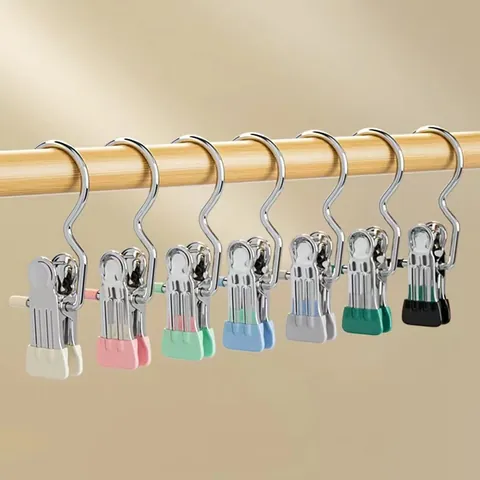 Stainless Steel Laundry Clips S Shaped Hooks Windproof Metal Clips For Clothes Hats Home Organization