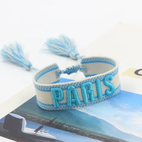 Bohemian Embroidered Letter Woven Webbing Tassel Friendship Bracelet For Women Fashion Jewelry Vacation Ethnic Hand Wristband