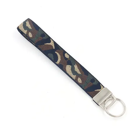 Vintage Camouflage Jacquard Keychain Wristlet Strap Ethnic Bohemian Weaving Polyester Key Ring For Men Women Backpack Charm Outdoor