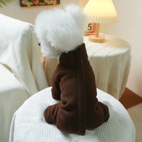 Huisdier Winter Warme Jumpsuit Wafelbreisel Hoge Hals Vierbenige Kleding Reflecterende Strip Hond Kat Trui
