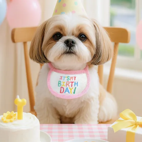 Pet Birthday Bib Saliva Towel Embroidery Happy Birthday Plaid Ruffle Lace Edge For Cats Dogs Party Costume Accessories