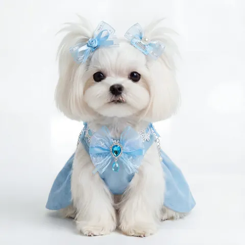 Pet Dog Cat Lolita Style Lace Bow Collar And Hair Clips Accessories Set Princess Faux Artificial Pearl Rhinestone Pet Decoration