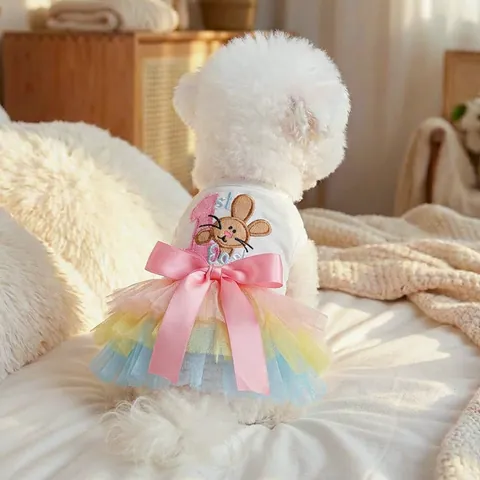 Pet Circle Ostern Regenbogen Hase Hunde Kleid Rosa Schleife Tüll Tutu Prinzessin Haustier Kleidung Für Kleine Hunde Katzen