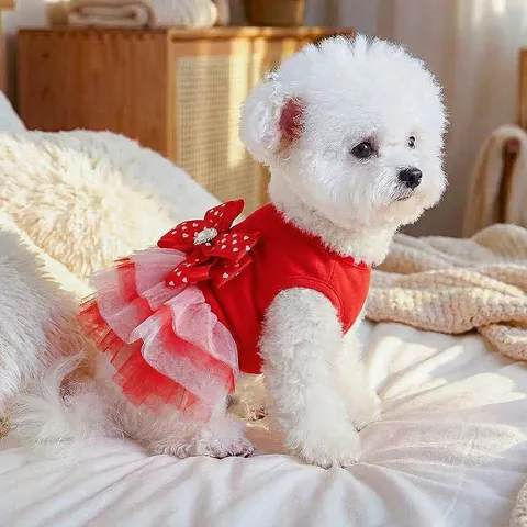 Zoete Valentijnsdag Huisdier Tutu Jurk Hartpatroon Grote Strik Hond Kat Prinsessenrok Puppy Kleding Voor Kleine Huisdieren
