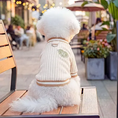Felpa a Maglia per Cani e Gatti con Anello a D per Guinzaglio Bordo a Righe Toppa a Cuore Comodi Vestiti per Cuccioli Abbigliamento per Animali Piccoli