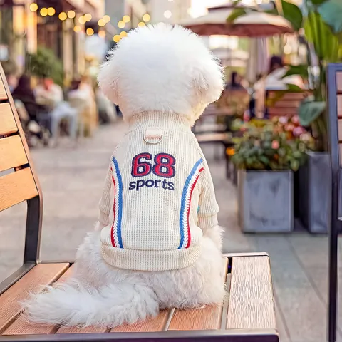 Pet Knitted Sweater Vest With Leash Attachment D-Ring For Small Dogs Cats Embroidery Warm Soft Puppy Apparel Sporty Style