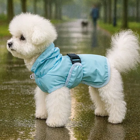 Impermeable para Perros Con Capucha y Visera Transparente Protección de Barriga Ajustable Chaqueta de Lluvia para Mascotas