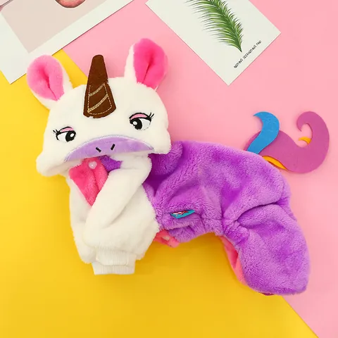 Haustier Einhorn Kostüm Für Hunde Katzen Weicher Flanell Regenbogen Einhorn Jumpsuit Fleece Warmer Schlafanzug Party Outfit