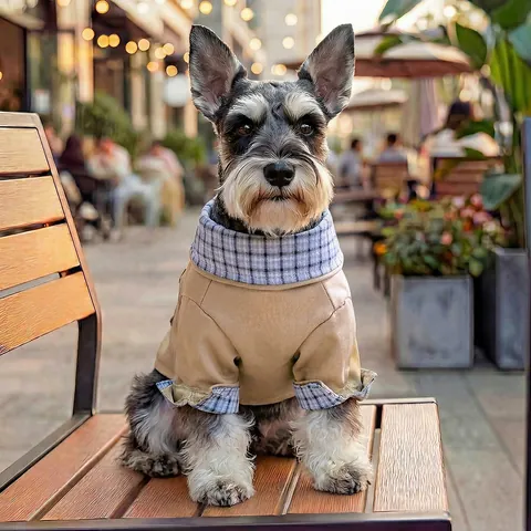 Comfortable Pet Jacket Plaid Turn-Down Collar Zipper Coat For Small Dogs Cats Spring Autumn Casual Dog Apparel